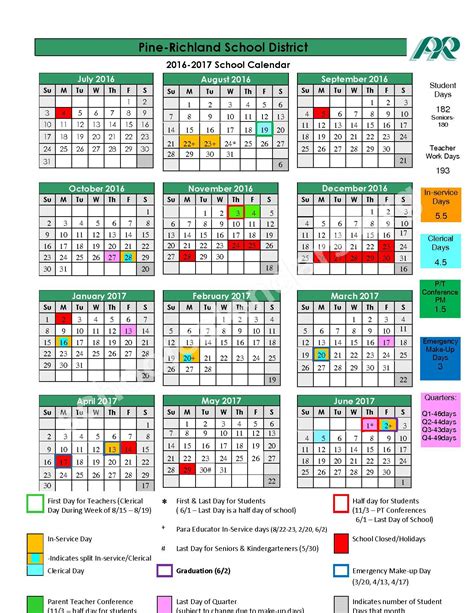 Pine Richland Calendar